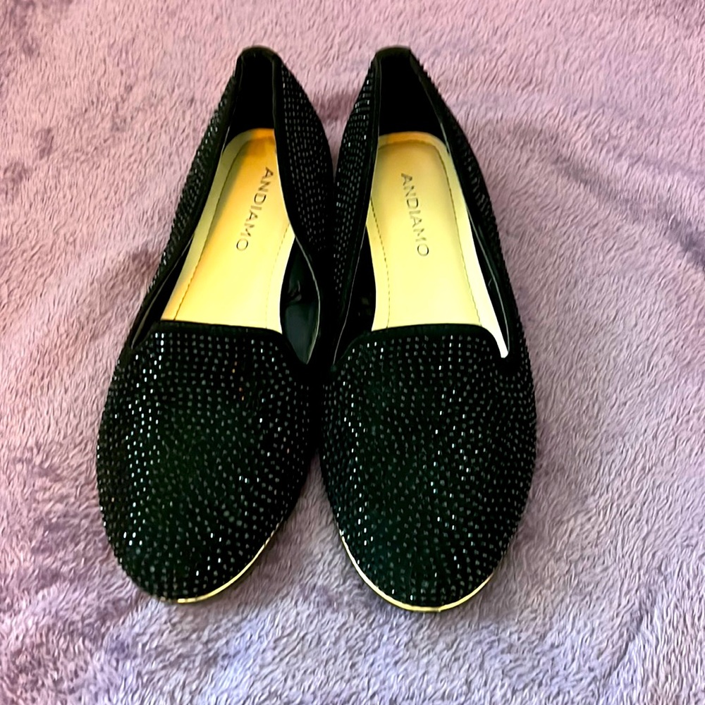 Used black gemstone size 5 1/2 Andiamo loafers